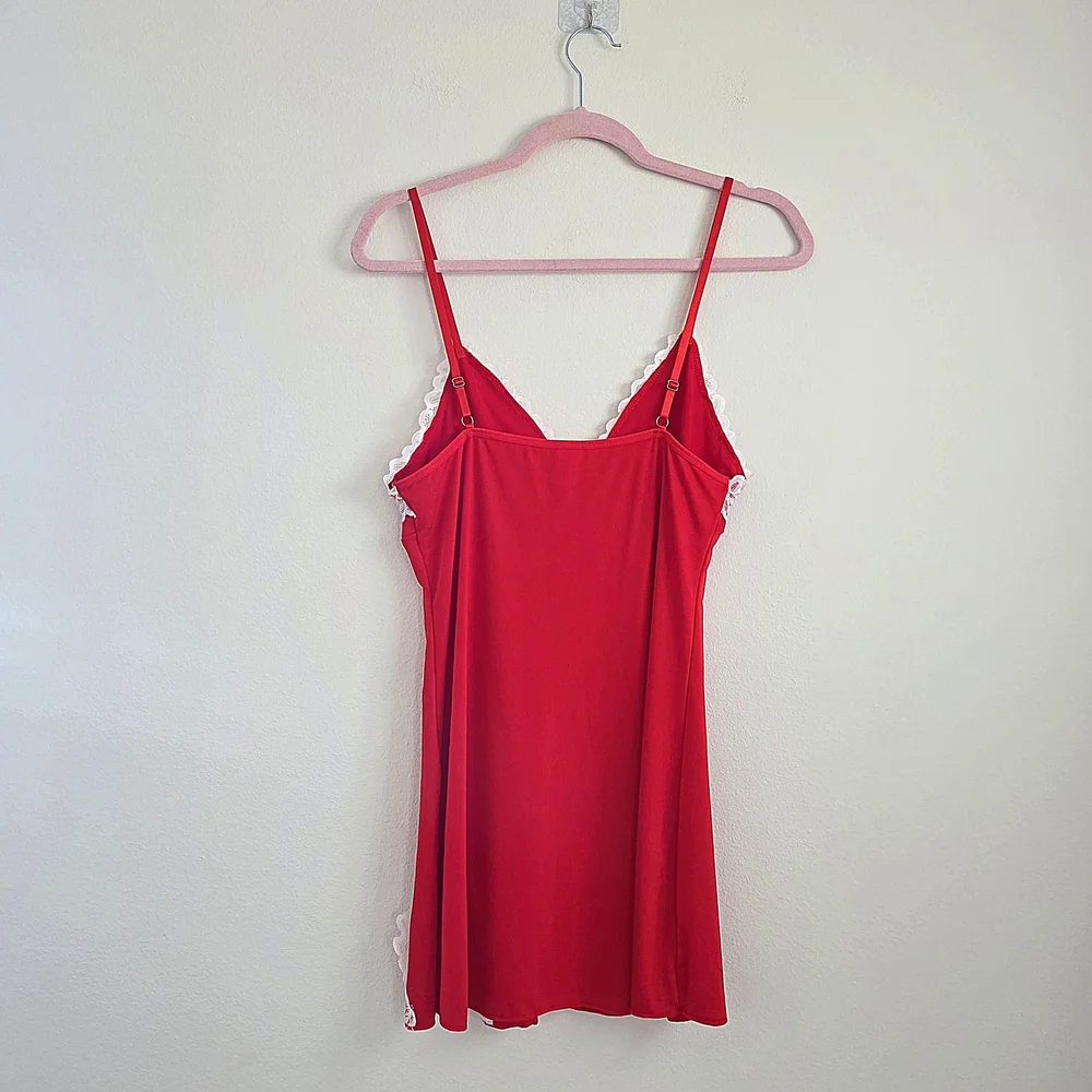 NWOT Valentines DAY Red Lace Trim Chemise - Picture 2 of 4